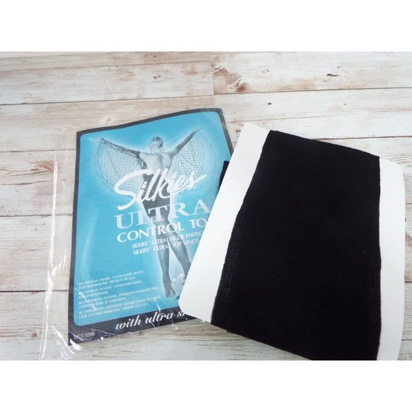 Silkies Ultra Control Top Jet Black Queen XL Pantyhose - Picture 2 of 6